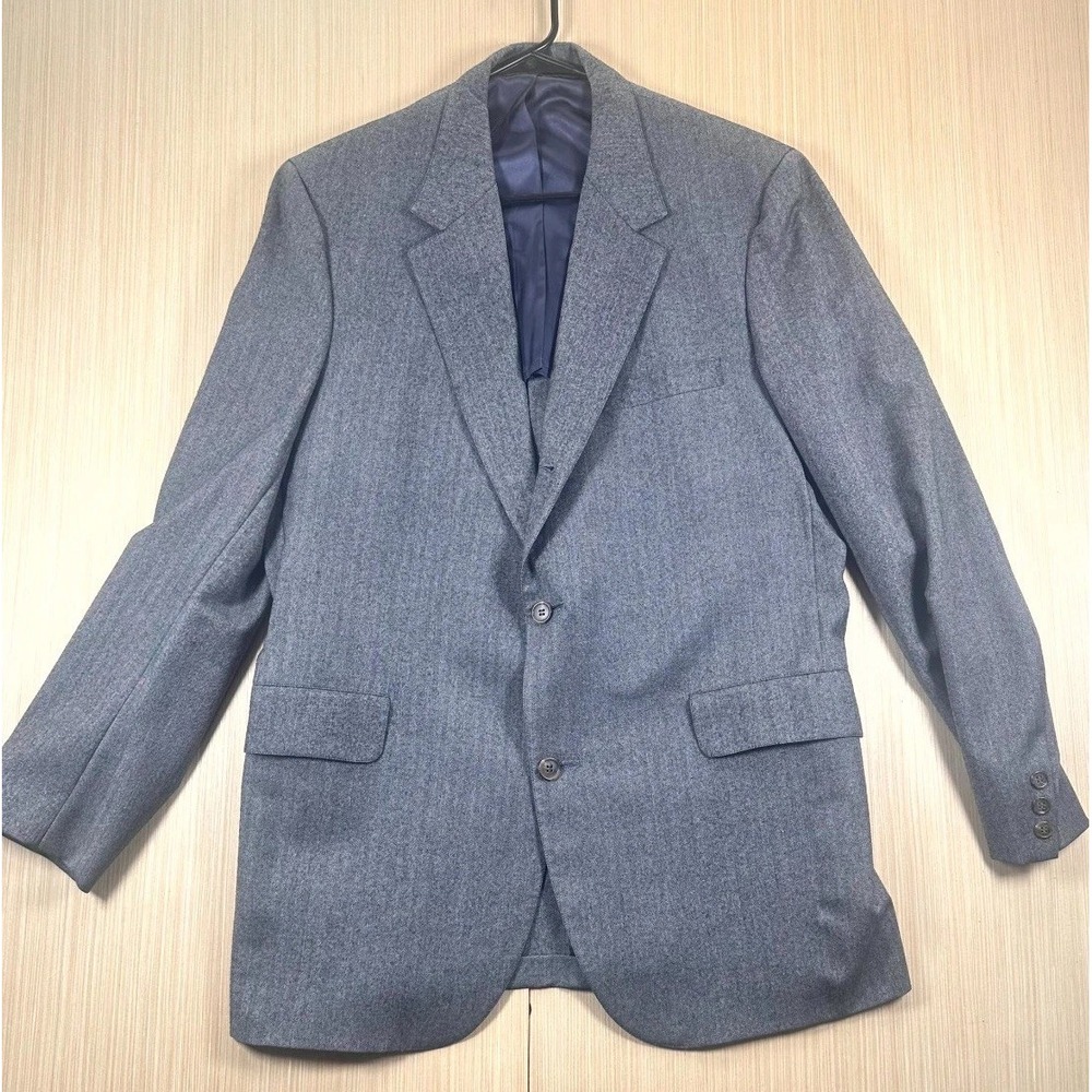 Brooks Brothers Blazer Jacket Mens 43L Gray Herringbone Lined Notch Lapel Formal